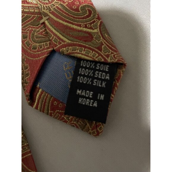 Alexander Julian Colours Men's Silk Tie Red Gold Paisley - Picture 3 of 10
